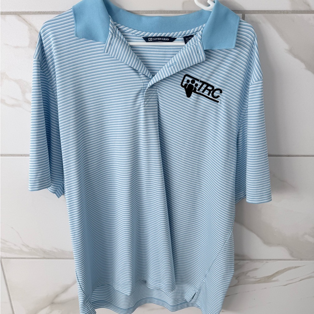 Cutter and Buck Blue Striped Polo Shirt
